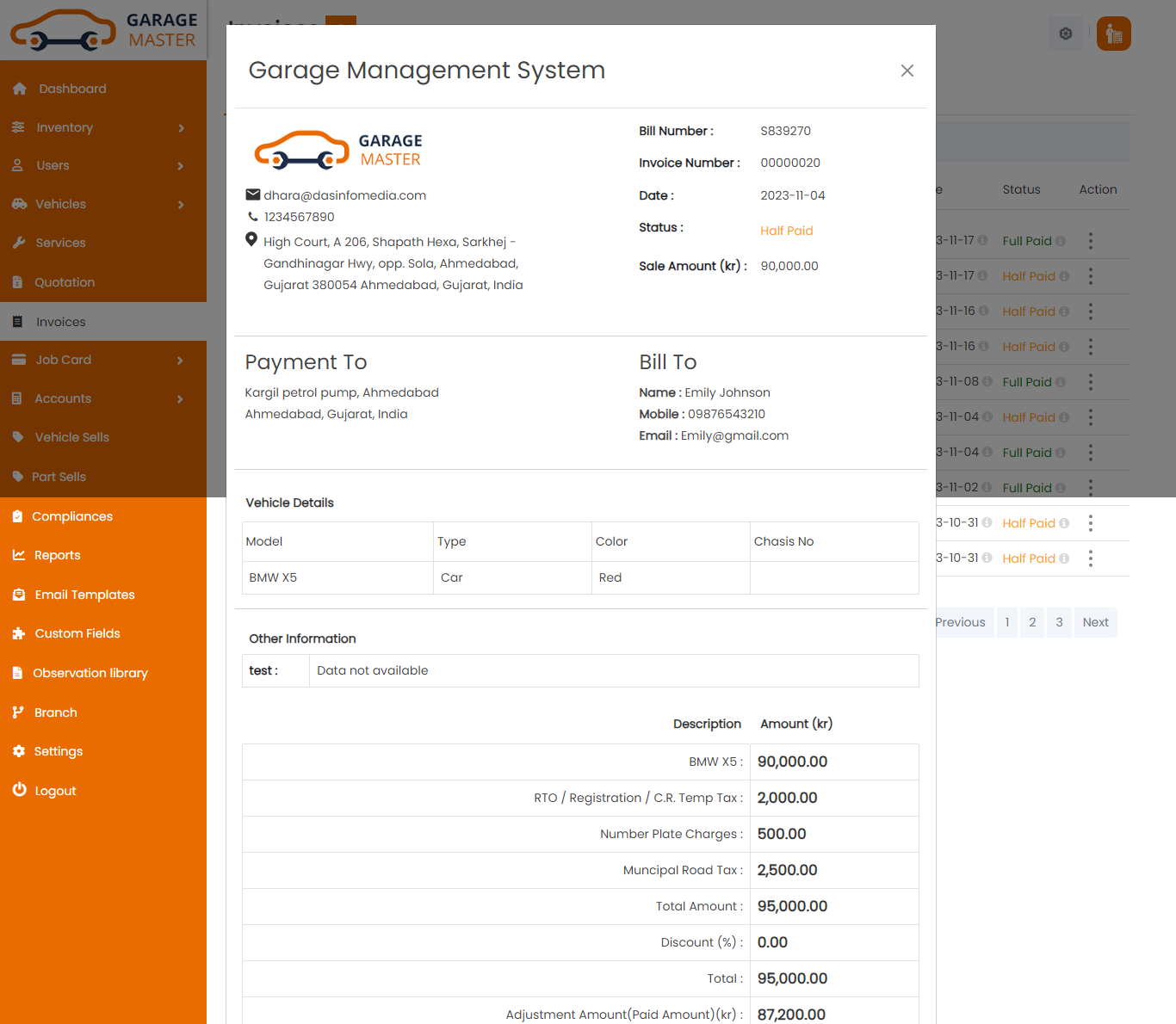 invoice view