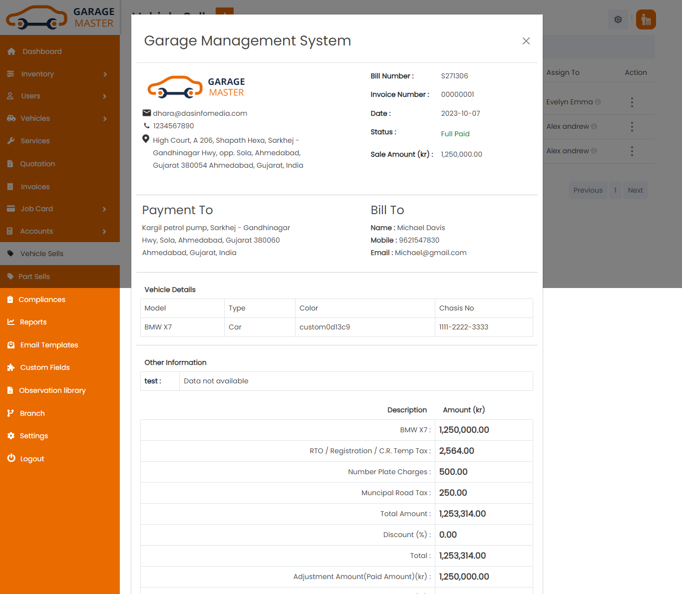 invoice view