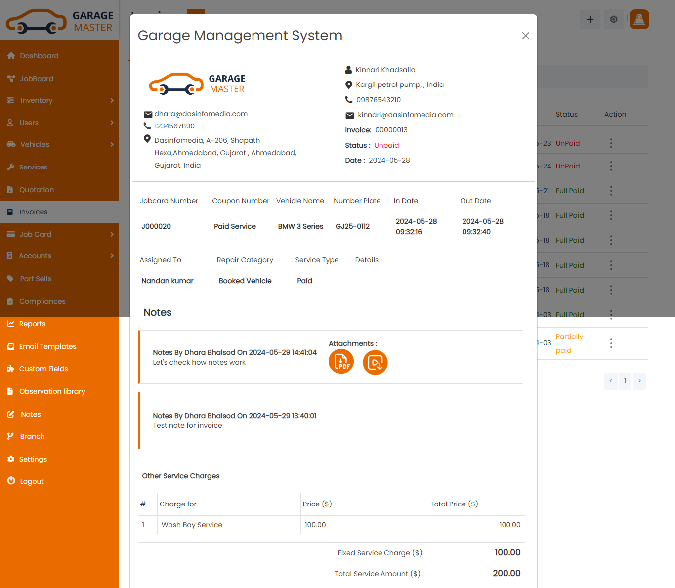 invoice view