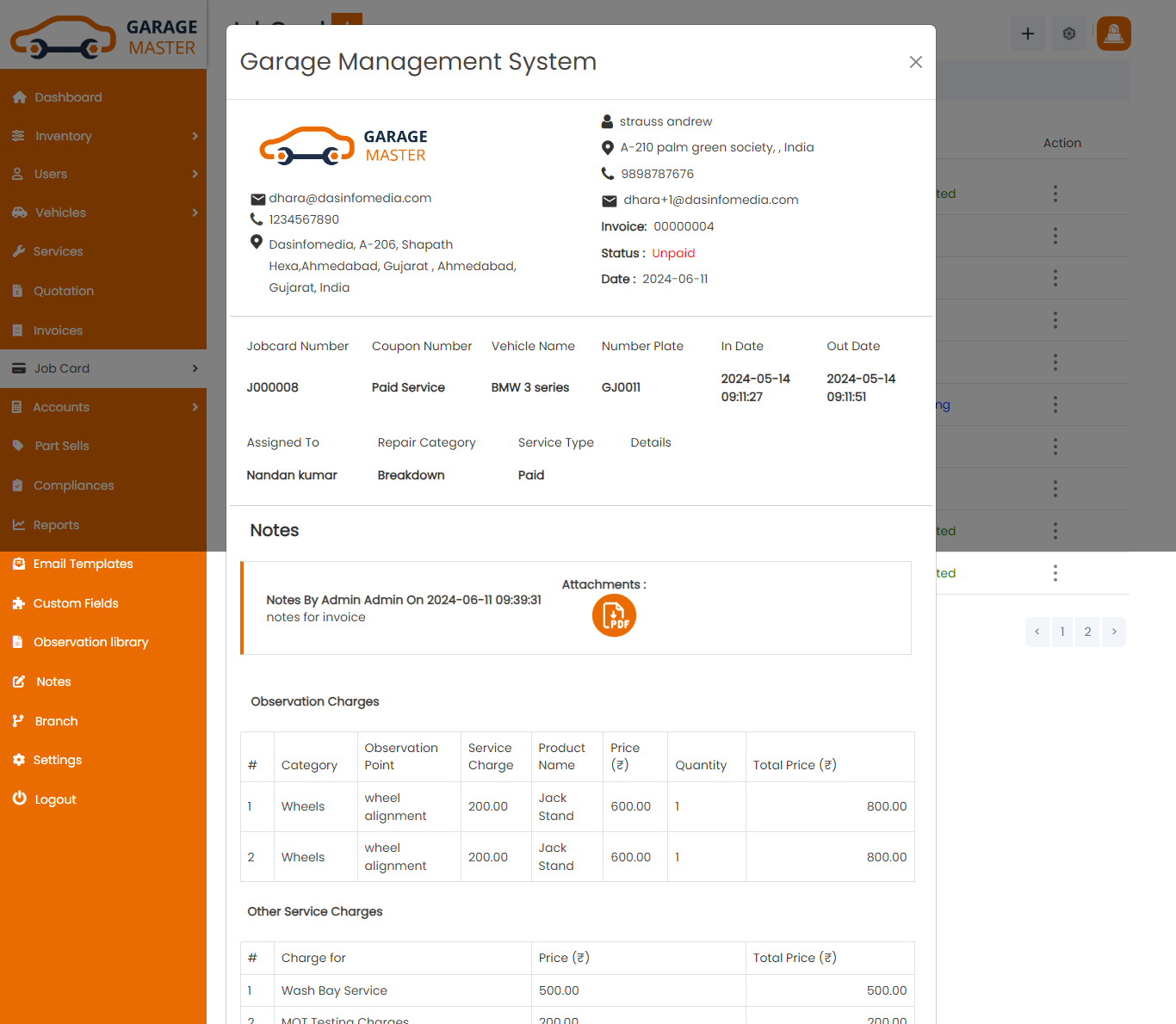 invoice view